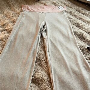 Hollister Light Gray Wide-Leg Sweatpants with Pink Waistband